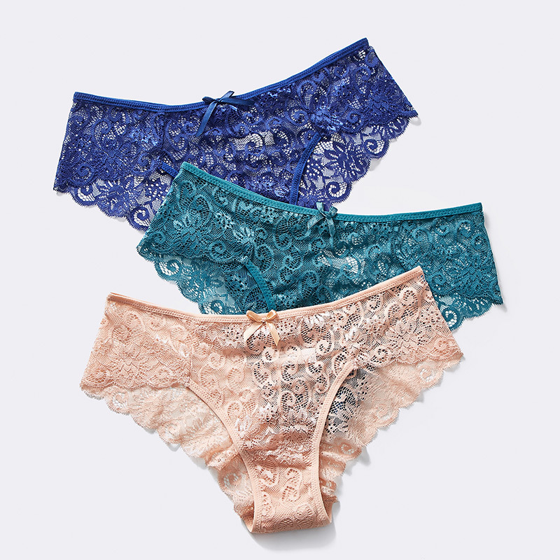 Market Best Selling Ladies Sexy Satin Ice Silk Woman Underwear Seamless Lace Panties Women's Panties