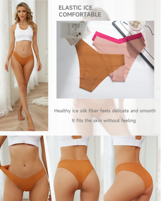 High quality Ice Silk Seamless Thong Breathable Sexy Girl G-string Underwear Women's Seamless Thong Panties For Leggings