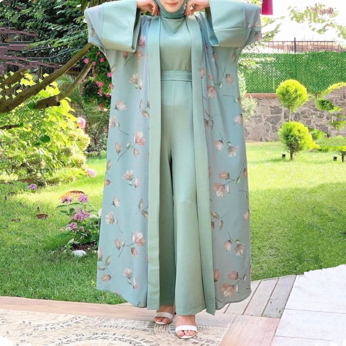 New Top Best Selling 2pcs Sets Arabic Supplier Long Sleeve Ladies Islamic Clothing Abaya Muslim Women Dress With Jumpsuits