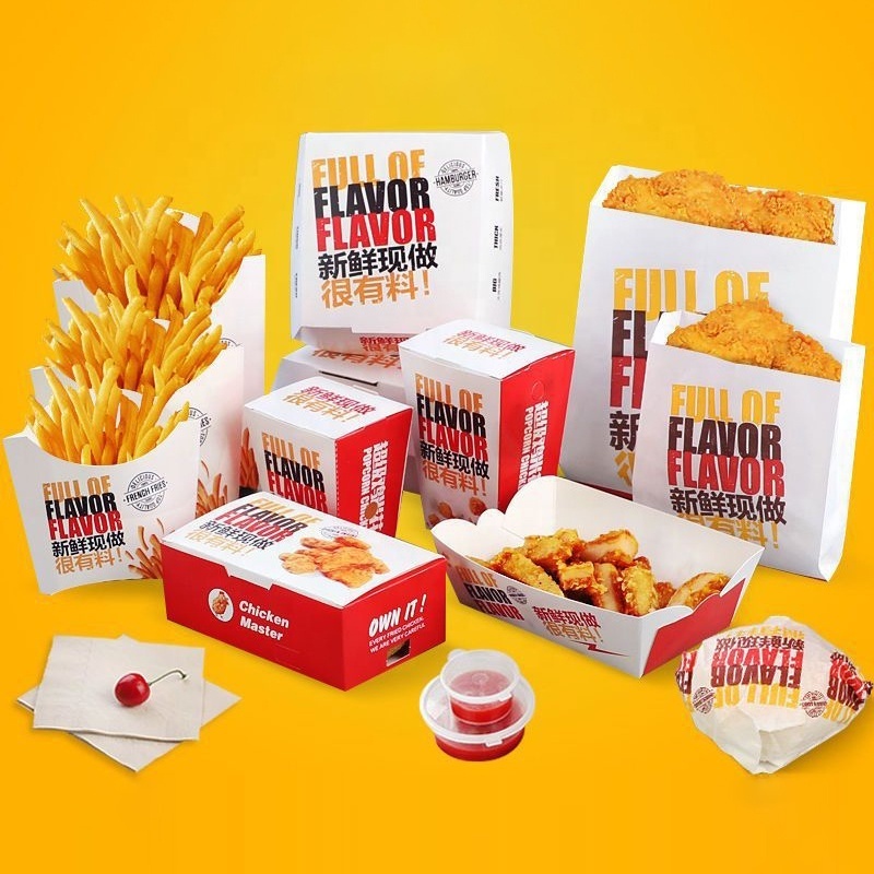 Custom Food Boxes French Fries Fried Chicken Barrel Nuggets Carton Paper Takeaway Food Packaging Food Box