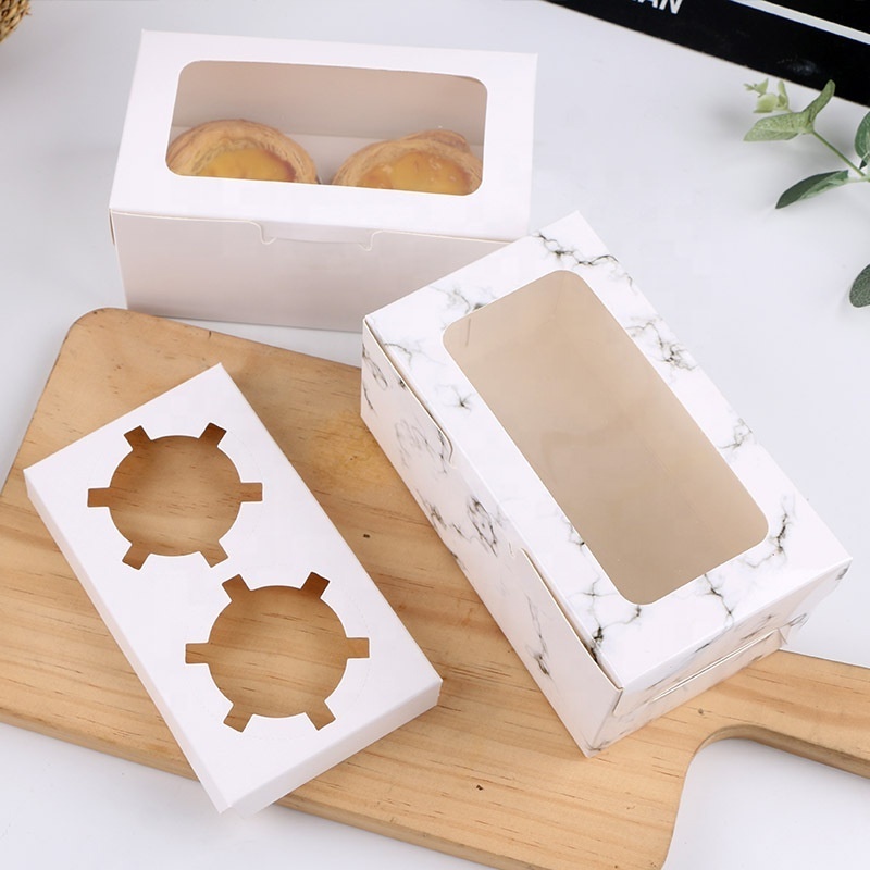 HOT SALE Free Sample Custom Size Shape Printed Logo Clear Window Cake Paper Packaging Tray Box 10 Kraft Paper Food Snack Box CT