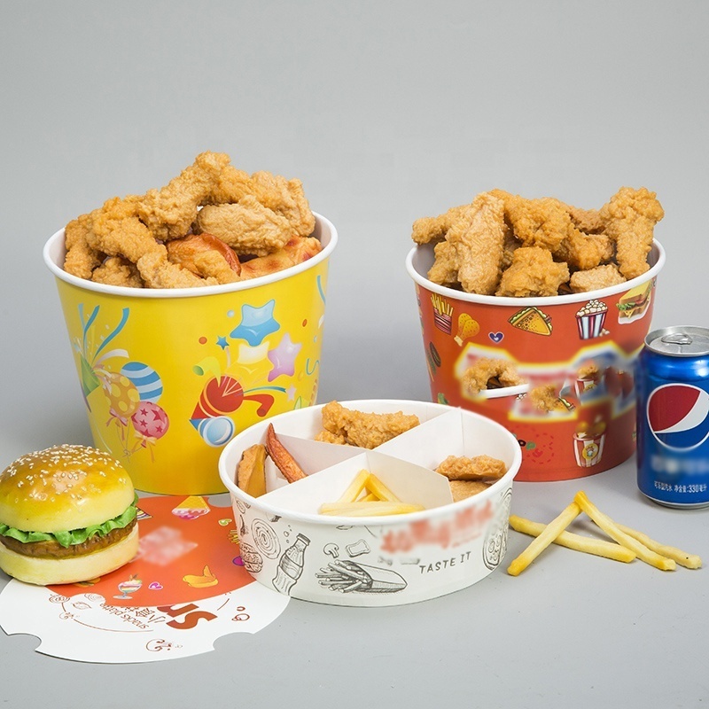 Wholesale Accept Sampling Family Bucket Fried Chicken Boxes Takeout Barrel Container KFC Fried Chicken Bucket with Customized 