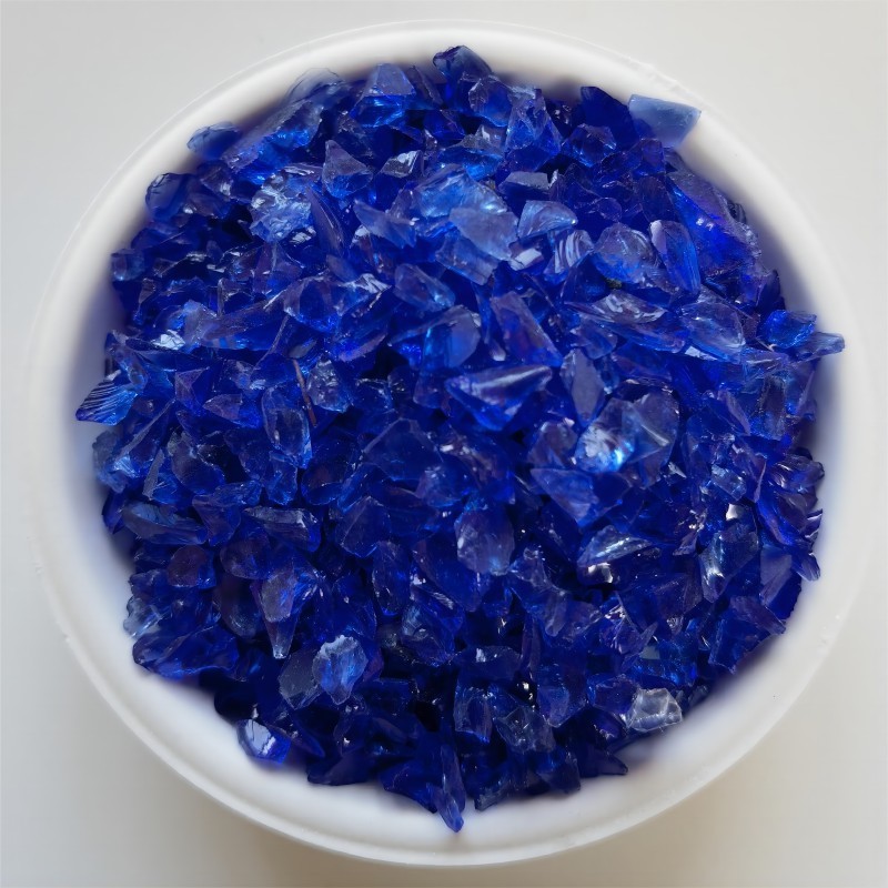 landscaping reflective crushed gold glass abrasive blue slag glass rocks for aquarium oem