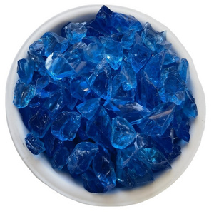 Wholesale clear irregular crushed glass chips sky blue slag glass  terrazzo rock for sale