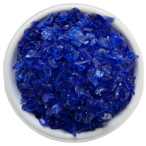 decorative Crushed Colored Glass Chips clear blue glass stones rock for Terrazzo Floor