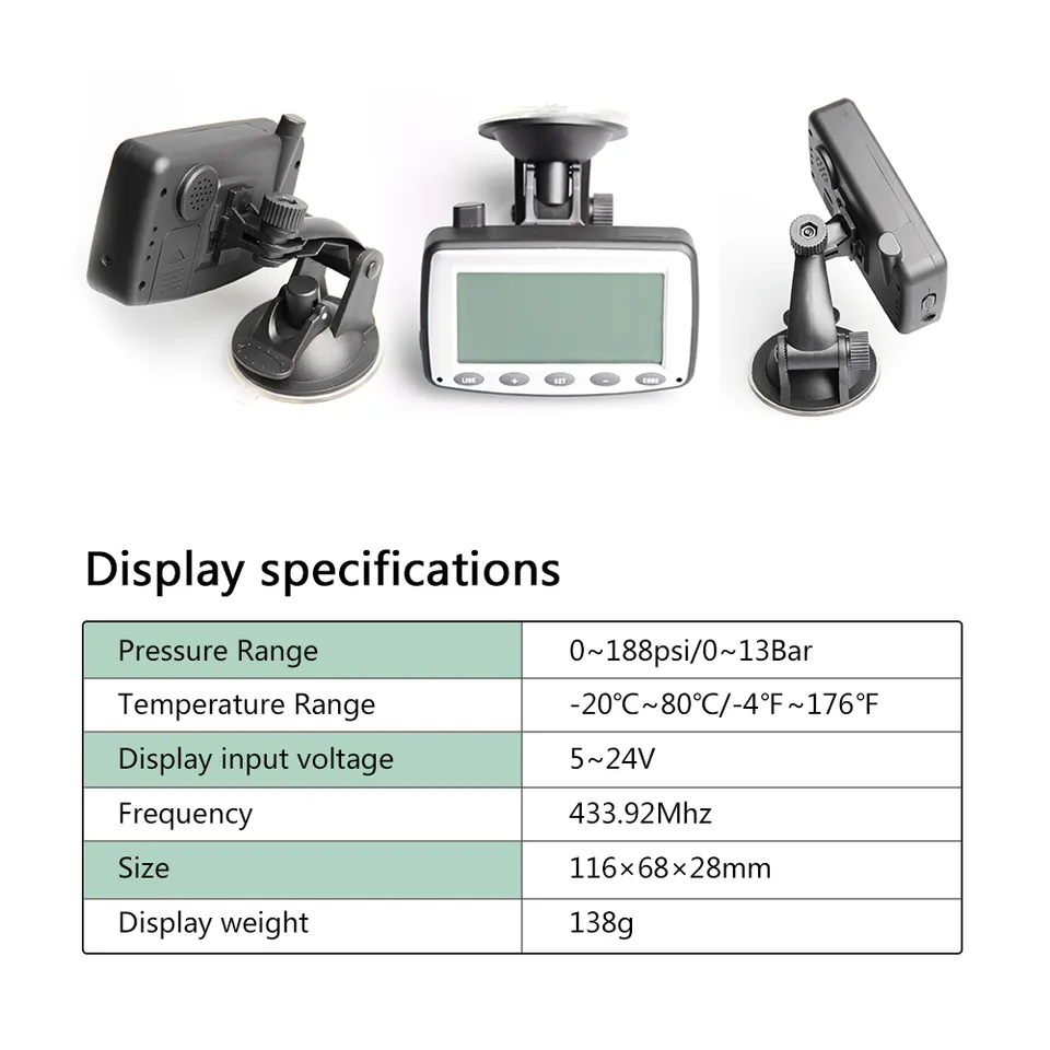 Truck RV Bus TPMS 6 8 12 14 16 18 26 199 PSI Wheels External Sensors Tire Pressure Monitoring System for Trailers Tire Gauges