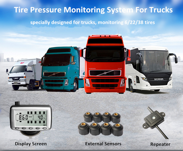 Russian Market truck tpms 4 6 8 18 20 22 24 38 Wheels truck tire pressure sensors up to 22 wheels 4G TPMS