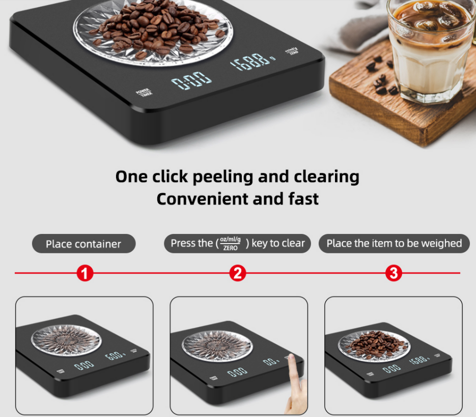 2022 New LED Kitchen Scale Black Hand Pour USB Timer  Espresso Coffee Drip Scale With Timer Baking Table