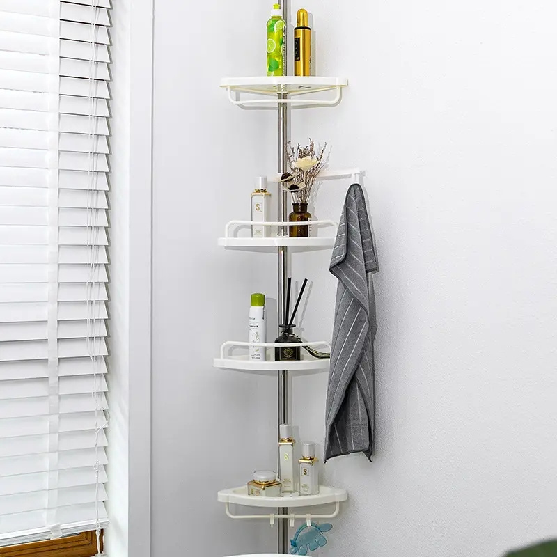 CX-510 Punch-free Bathroom Corner Shelves Stretchable Storage Rack Shower Soap Holder Toilet Corner Shelf