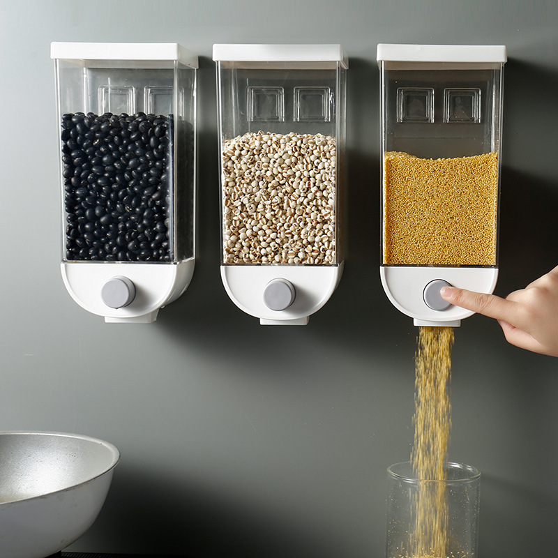 Kitchen Wall-mounted Storage Tank Grain Storage Box Cereals Rice Bean Sealed Can Oatmeal Dispenser