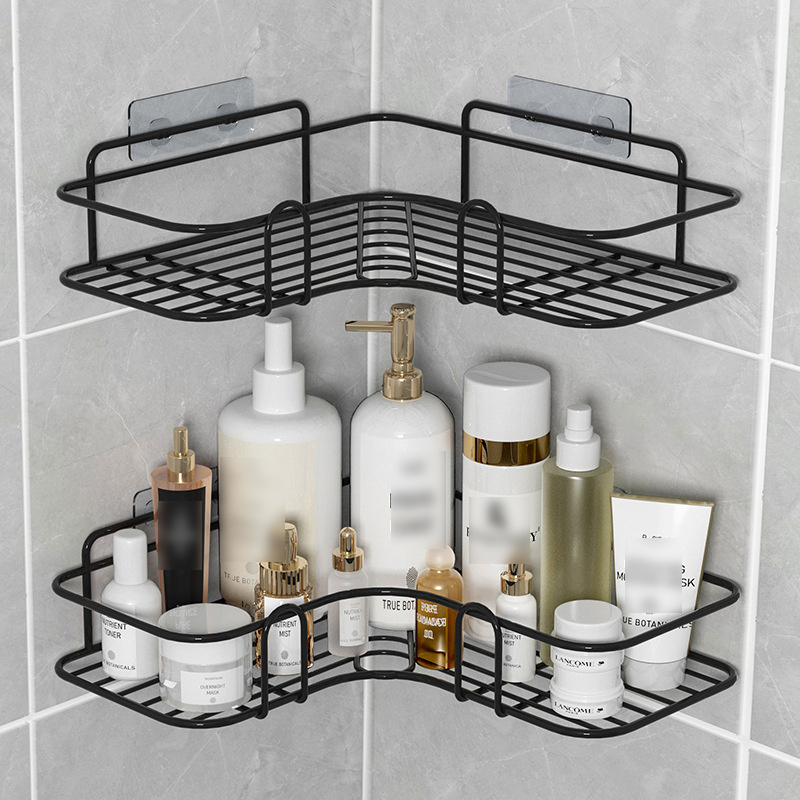 Punch-free Shower Corner Shelf Shampoo Bathroom Shelf Wall-mounted Metal Kitchen Triangle Shelf