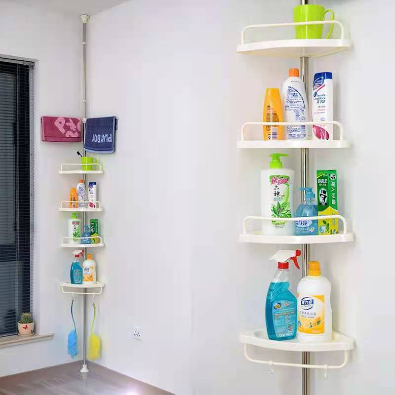 CX-510 Punch-free Bathroom Corner Shelves Stretchable Storage Rack Shower Soap Holder Toilet Corner Shelf