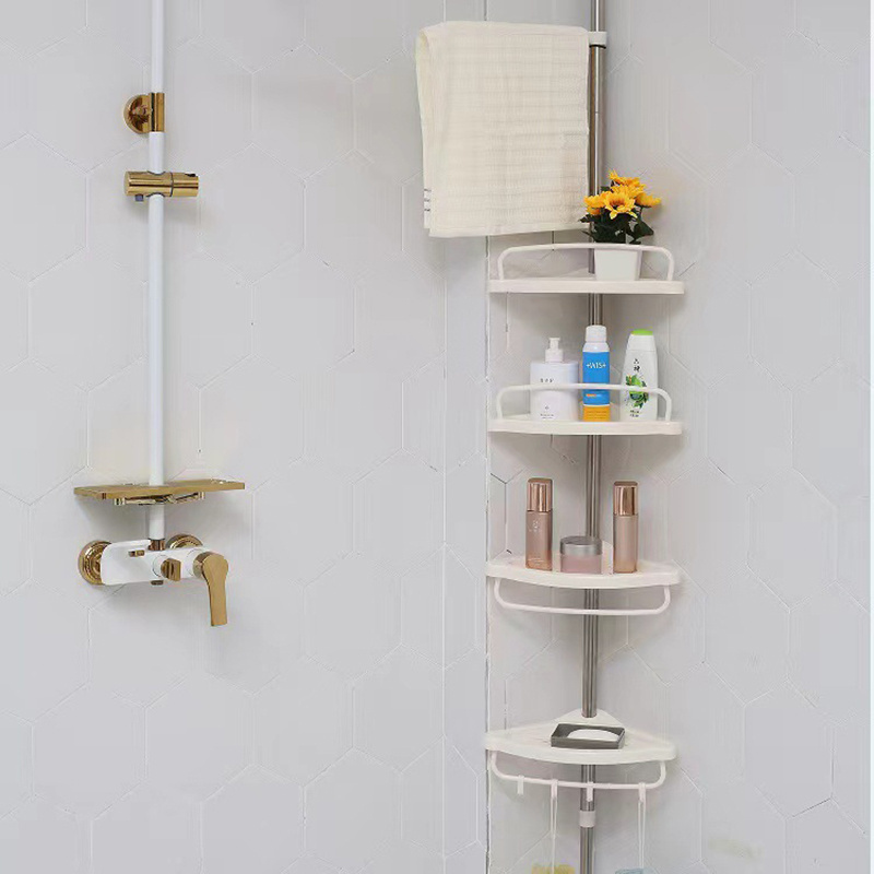 CX-510 Punch-free Bathroom Corner Shelves Stretchable Storage Rack Shower Soap Holder Toilet Corner Shelf