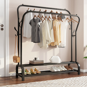 Factory Simple Metal Clothes Airer Floor Type Clothes Rack Reinforced Double Rod Laundry Drying Racks