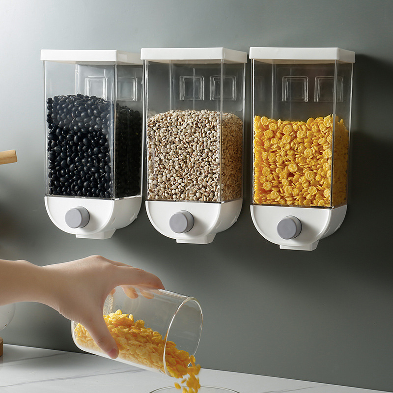 Kitchen Wall-mounted Storage Tank Grain Storage Box Cereals Rice Bean Sealed Can Oatmeal Dispenser