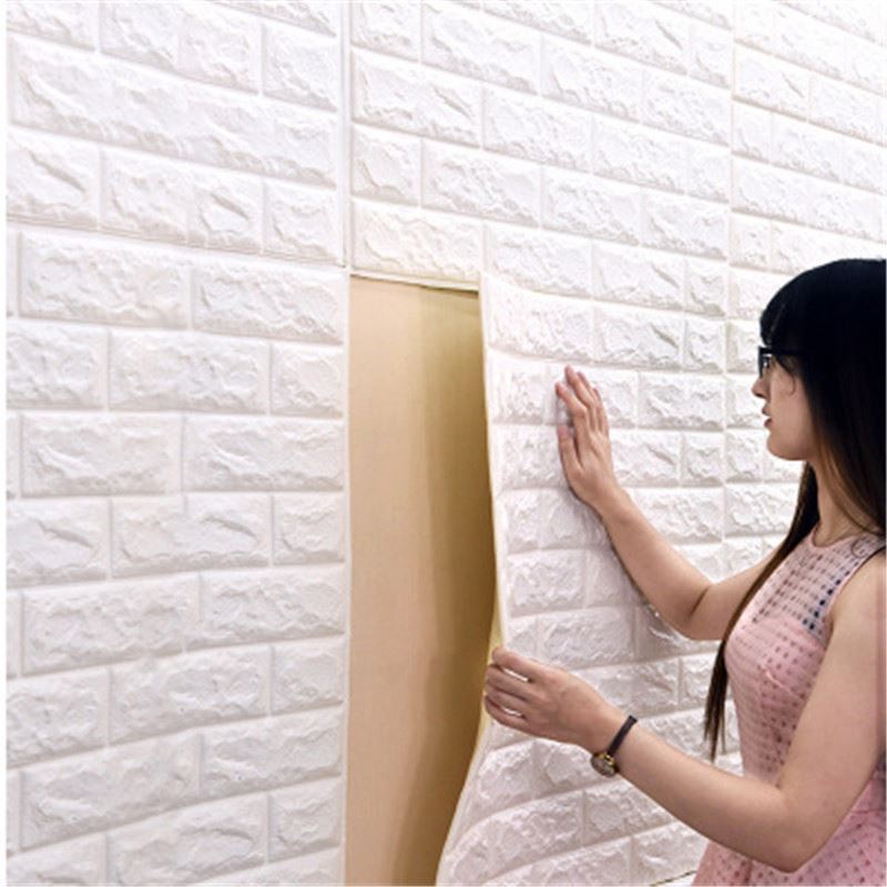 Papier paint 3d/pink brick wallpaper 3d foam wall stickers