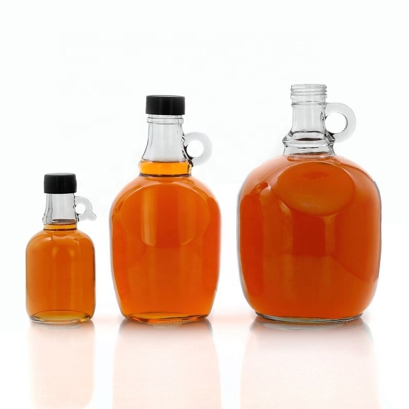 wholesale round california oil glass bottle empty 1L 2L gallon water Juice glass jug with ear hand