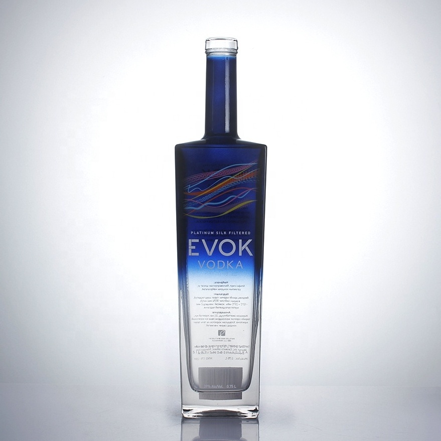 OEM frosted spraying logo printing 75cl 1L 1000ml 700ml taper liquor rum gin tequila empty vodka glass spirit bottle 750ml