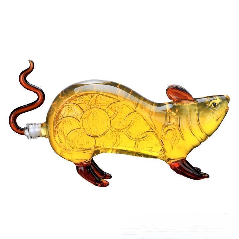 Fancy Empty High Borosilicate 750ml Dragon Shape Whiskey Vodka Glass Wine Bottle for Liquor