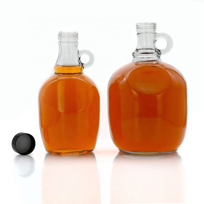 wholesale round california oil glass bottle empty 1L 2L gallon water Juice glass jug with ear hand