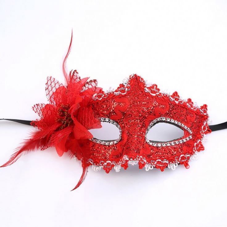 Halloween Makeup Dance Party Dragon Princess Half Face Party Mask Lace Leather Flower Eye Mask