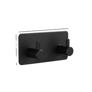 For Shower Wall Door Adhesive Robe Bathrooms Matte Black Towel Kitchen Hanger 2 Hooks Wall hook