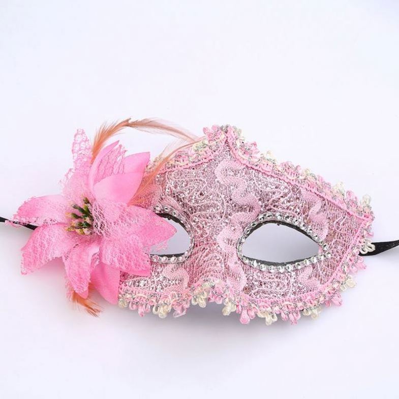 Halloween Makeup Dance Party Dragon Princess Half Face Party Mask Lace Leather Flower Eye Mask