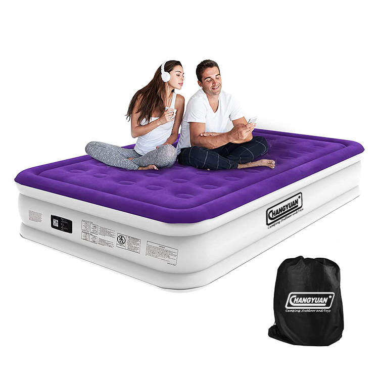 Customized Single Double Queen Kind Size Flocked Camping Inflatable Air Bed Mattress