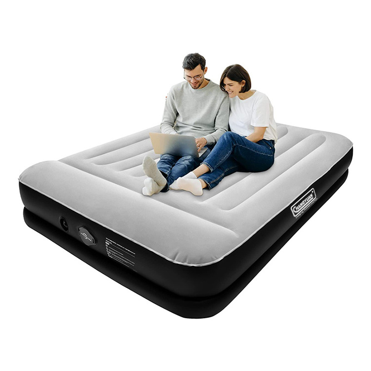 Customized Single Double Queen Kind Size Flocked Camping Inflatable Air Bed Mattress