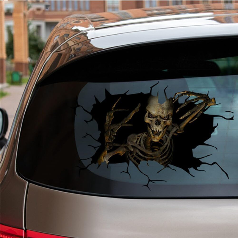 30cm Halloween Decorative Sticker Scary Skeleton Skull Wall Decal 3D Car Window Waterproof Wall Sticker