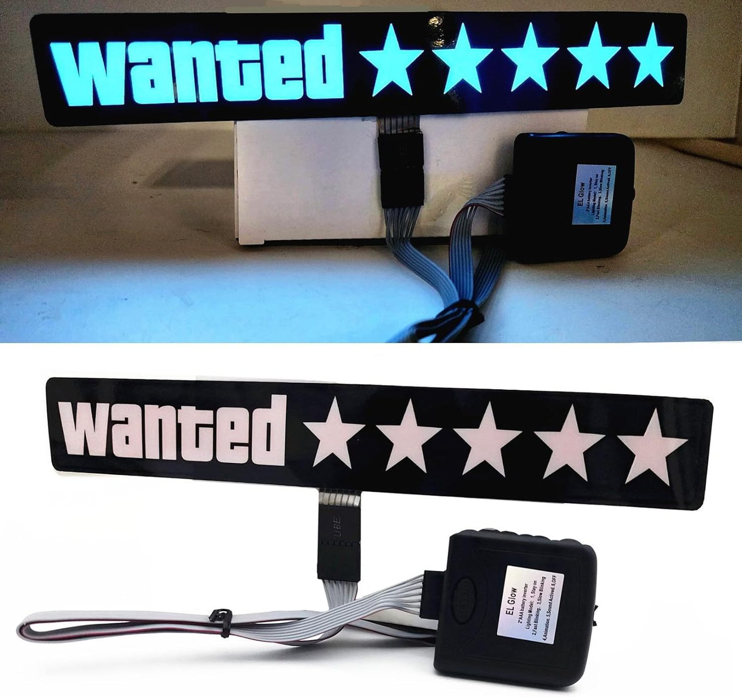 Glow Sticker Electric Light Up Sticker 5 Star Wanted Led Light Panel Custom Printing Led Star Stickers For Car