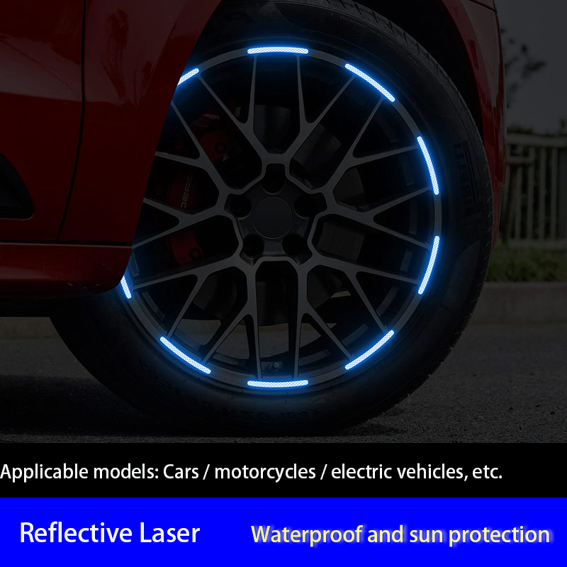 Dazzling Color Car tyre reflective stickers Car Wheel Hub Sticker High Reflective Stripe Tape For All Car