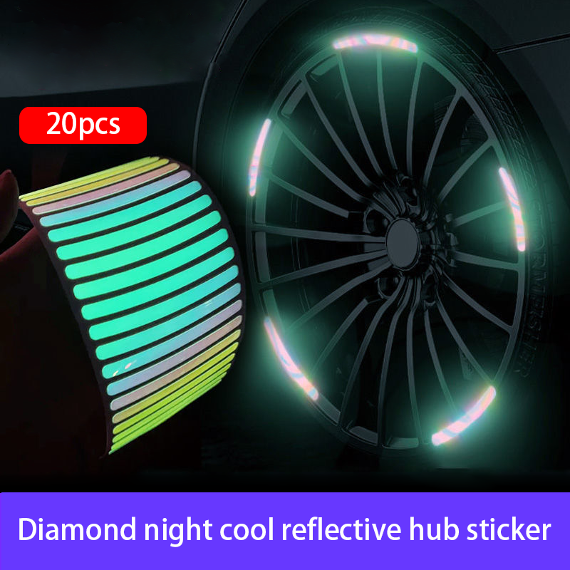 Dazzling Color Car tyre reflective stickers Car Wheel Hub Sticker High Reflective Stripe Tape For All Car