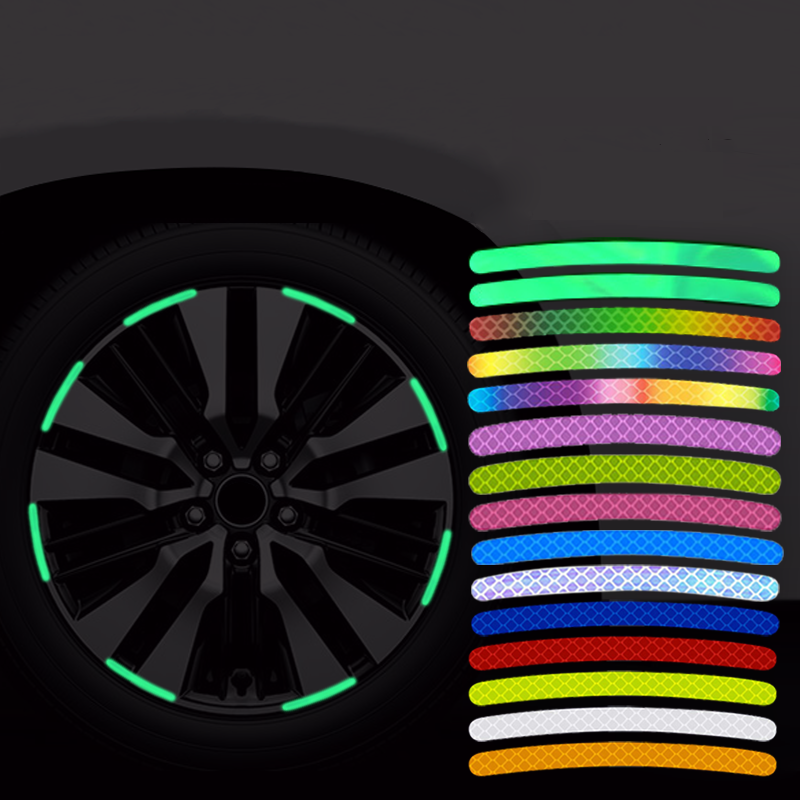 Dazzling Color Car tyre reflective stickers Car Wheel Hub Sticker High Reflective Stripe Tape For All Car