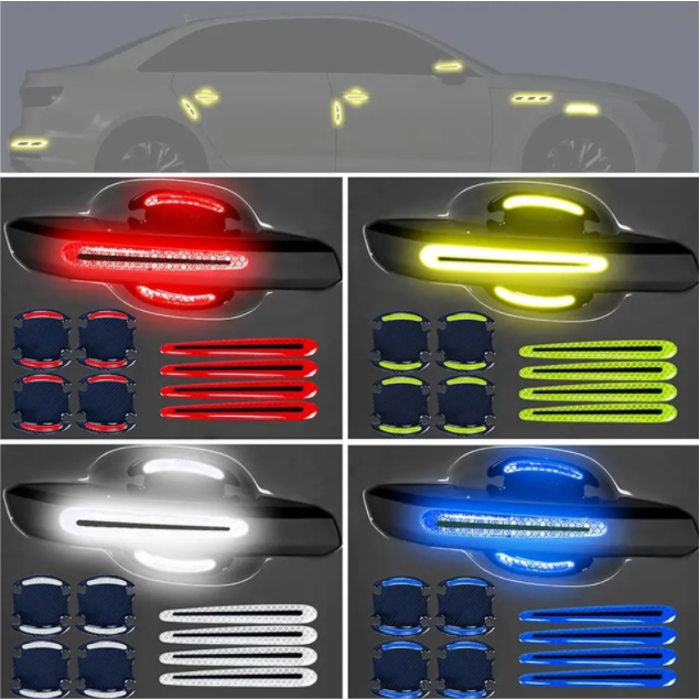 Hot Sell Car Led Sticker Door Handle Anti-scratch Protector Car Door Side Reflective Sticker For All Cars