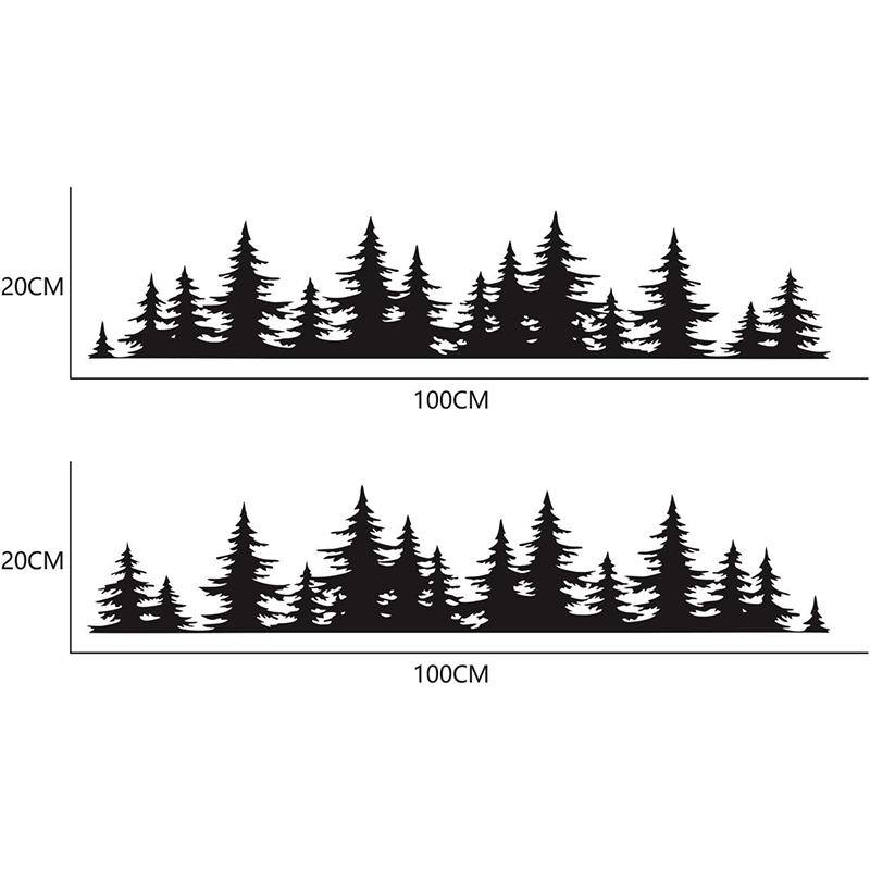 2Pcs Car Side Body Decal Mountain Tree Forest Pattern Decal DIY Vinyl Decal Universal 100*20CM