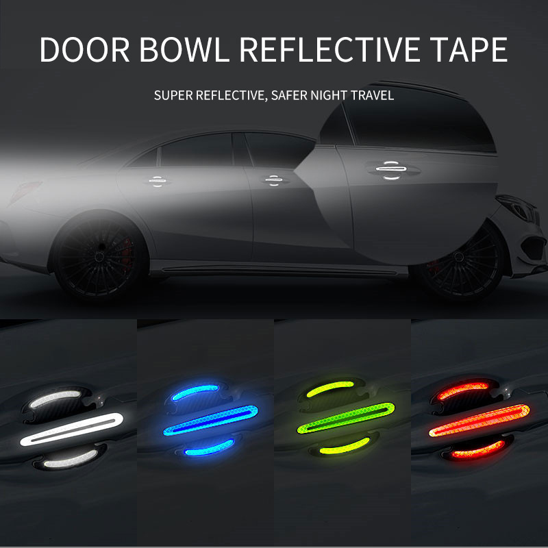 Hot Sell Car Led Sticker Door Handle Anti-scratch Protector Car Door Side Reflective Sticker For All Cars