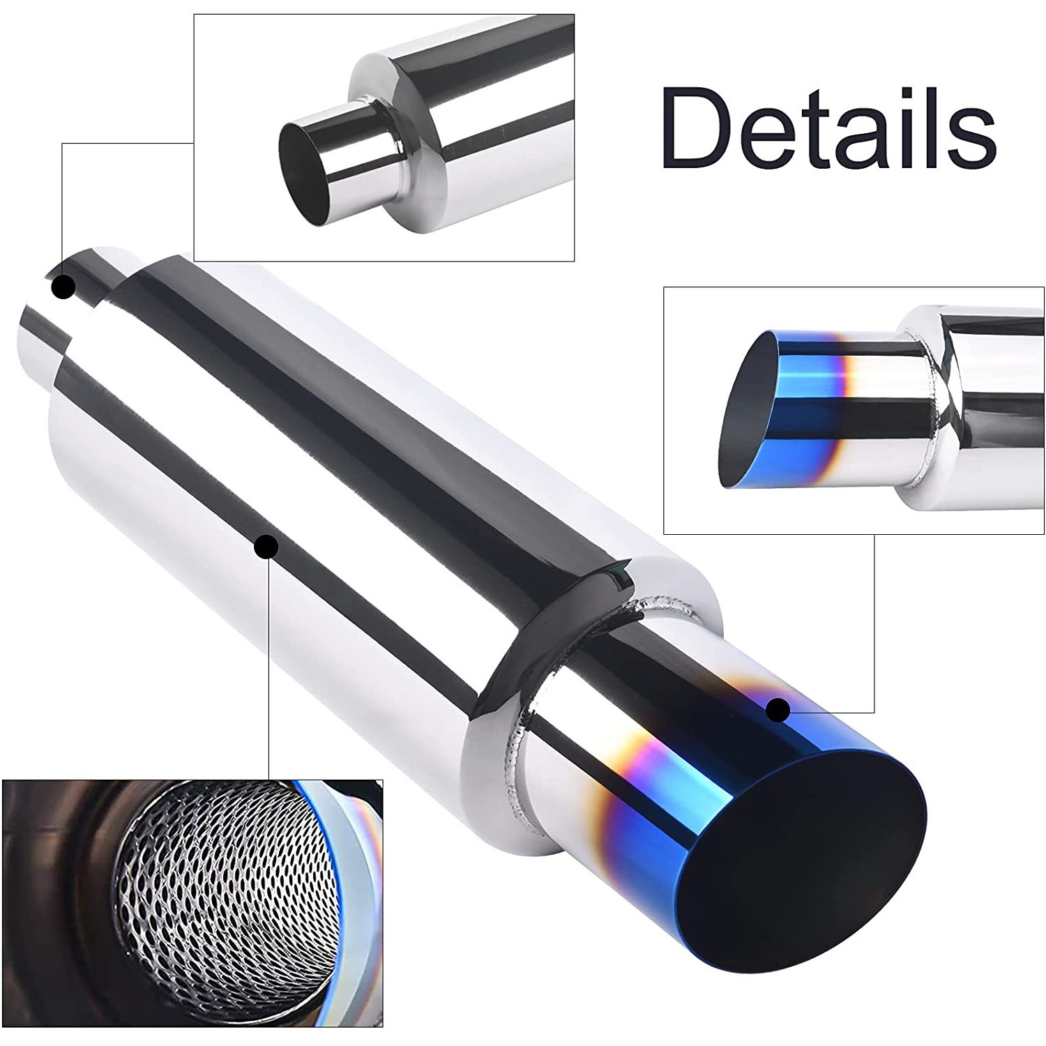 High Quality Car Auto Exhaust Muffler Tip Stainless Steel Pipe Modified Car Rear Tail Throat Accessories