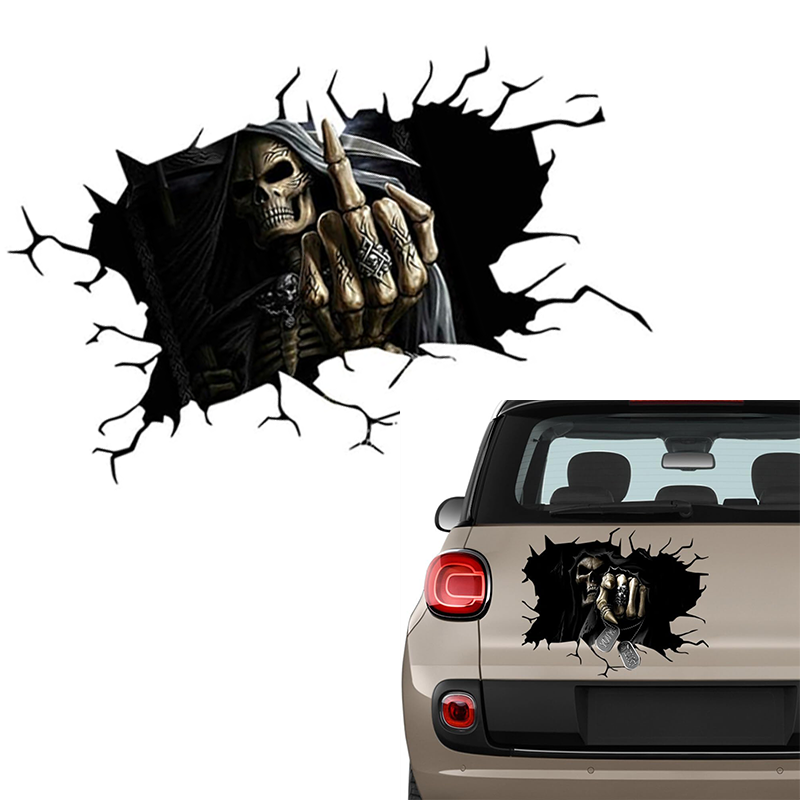 30cm Halloween Decorative Sticker Scary Skeleton Skull Wall Decal 3D Car Window Waterproof Wall Sticker