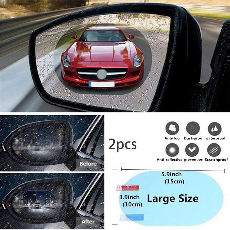 15*10cm 2Pcs/Set Car Rearview Mirror Film Anti Fog Waterproof HD Nano Clear Protective Sticker Film for Car