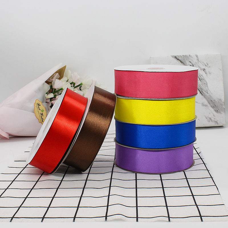 wholesale custom 4 cm solid color single double face satin ribbon 4cm pure silk gift ribbons polyester satin ruban ribbon roll