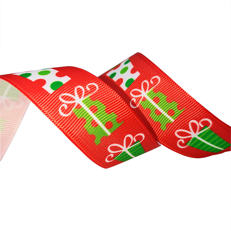 Holiday decoration 1inch 25mm heat transfer christmas ribbon printed grosgrain ribbon