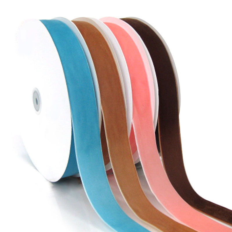 Factory Direct Supplier sanding ribbon 5/8inch 15mm Stretch Velvet Tape Glitter  Silk Ribbon for Party Decoration