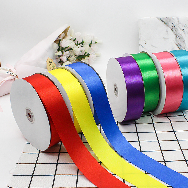 wholesale custom 4 cm solid color single double face satin ribbon 4cm pure silk gift ribbons polyester satin ruban ribbon roll