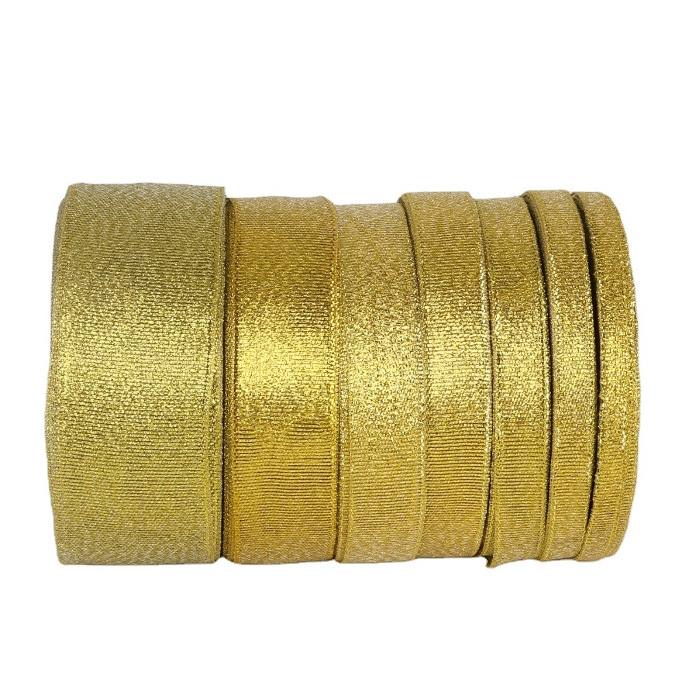 Wholesale gold sliver wire metallic ribbon for gift packing