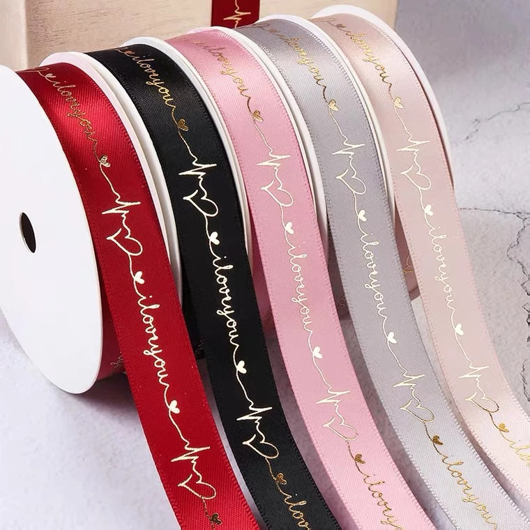 OEM Customized 25 mm gold sliver foil logo brand artwork black grosgrain ribbon 1 inch polyester custom printed grosgrain ribbon