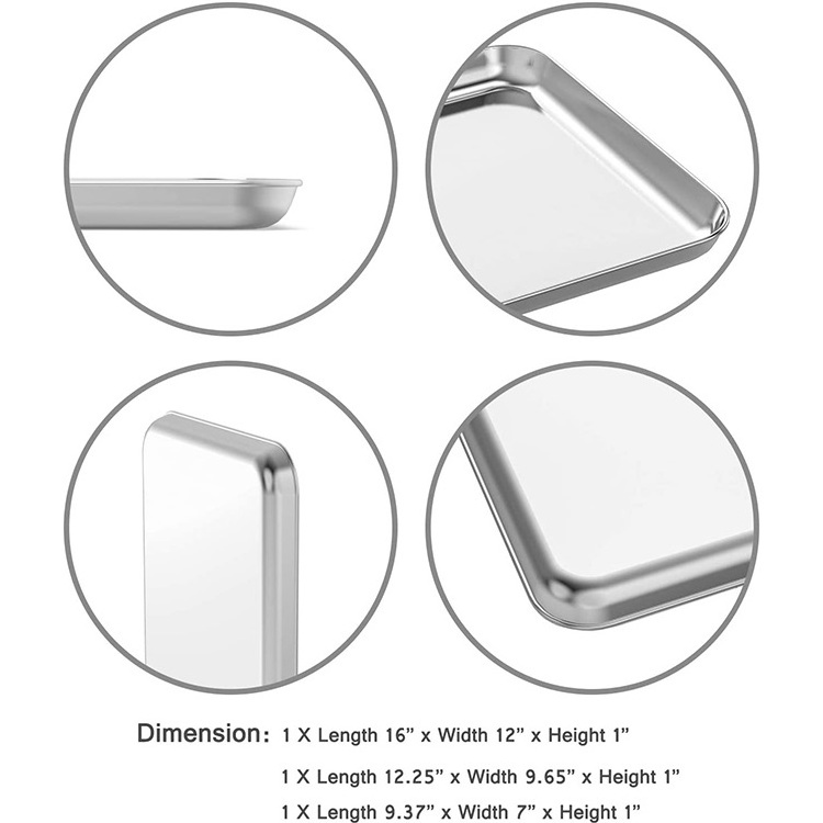 Food Grade Metal Baking Tray Serving Cake Baking Pan Customized Stainless Steel Bake pan