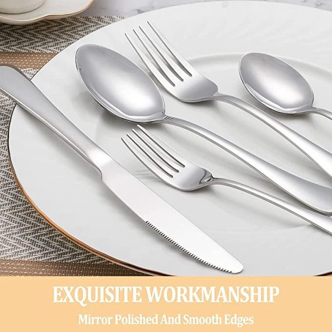 Mirror Polished Cutlery Utensil Set Silverware Set Service Fork Knife Spoon Stainless Steel Flatware Set Cutlery