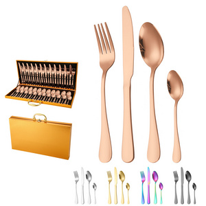 Dinner Silverware Rose Gold Flatware Copper Stainless Steel Bulk Cutlery 48pcs Set with Box