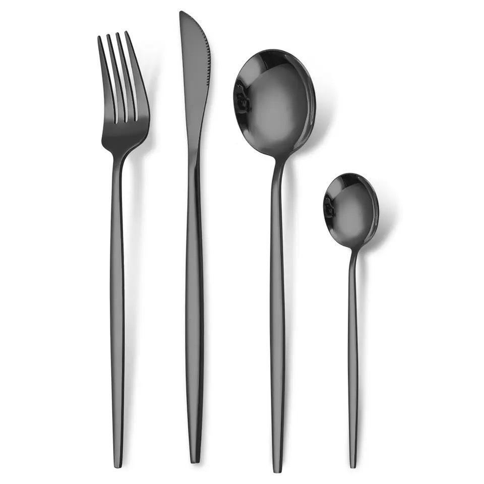 Nordic Portugal style metal rental reusable luxury manufacturer stainless steel gold cutlery set for wedding